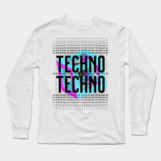 TECHNO  - Bold Geometry (Black) Long Sleeve T-Shirt